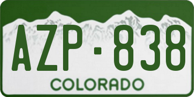 CO license plate AZP838
