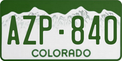 CO license plate AZP840