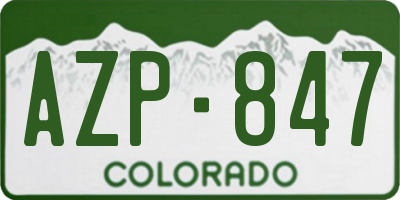 CO license plate AZP847