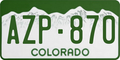 CO license plate AZP870