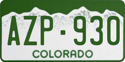 CO license plate AZP930