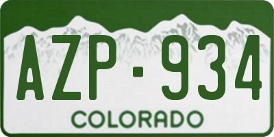 CO license plate AZP934