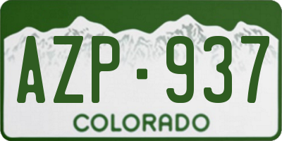 CO license plate AZP937