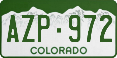 CO license plate AZP972
