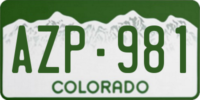 CO license plate AZP981
