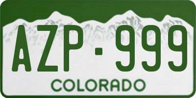 CO license plate AZP999