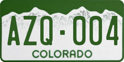 CO license plate AZQ004