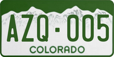 CO license plate AZQ005