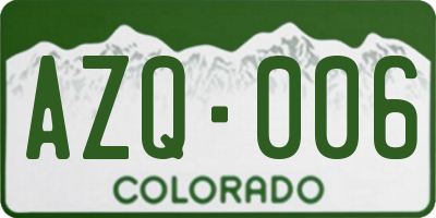 CO license plate AZQ006