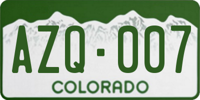 CO license plate AZQ007