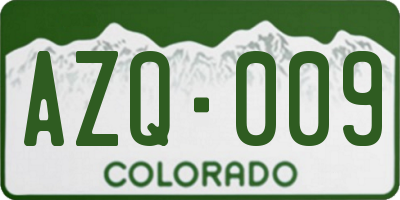 CO license plate AZQ009