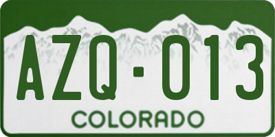 CO license plate AZQ013