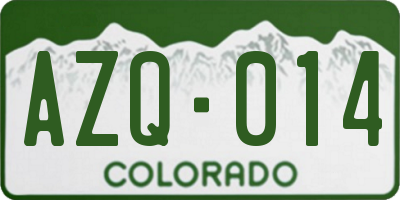 CO license plate AZQ014