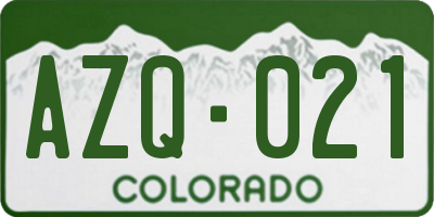 CO license plate AZQ021