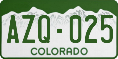 CO license plate AZQ025