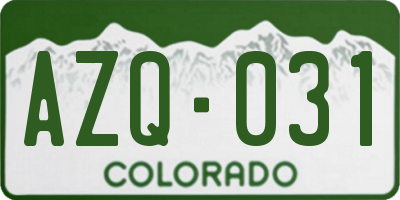 CO license plate AZQ031