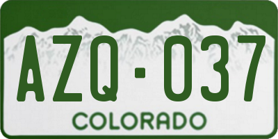 CO license plate AZQ037