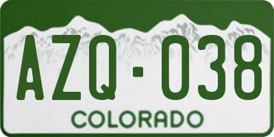 CO license plate AZQ038