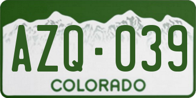 CO license plate AZQ039