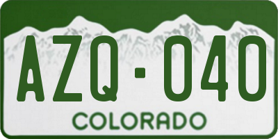 CO license plate AZQ040