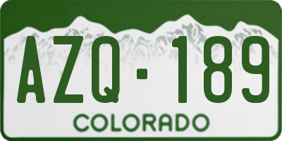 CO license plate AZQ189