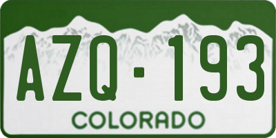 CO license plate AZQ193