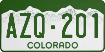 CO license plate AZQ201