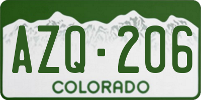 CO license plate AZQ206