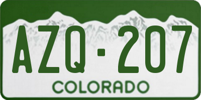 CO license plate AZQ207