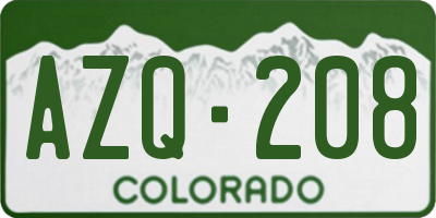 CO license plate AZQ208