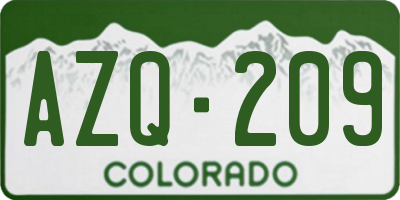 CO license plate AZQ209