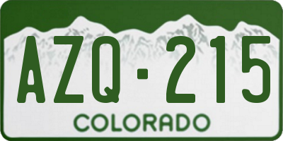 CO license plate AZQ215