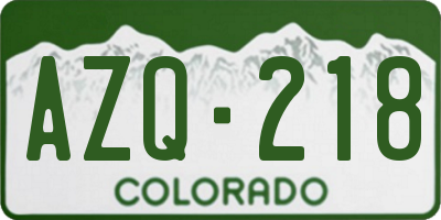 CO license plate AZQ218