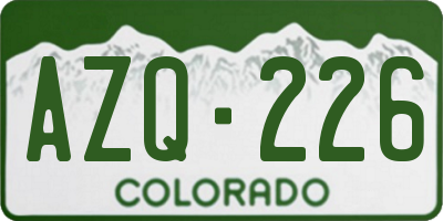 CO license plate AZQ226