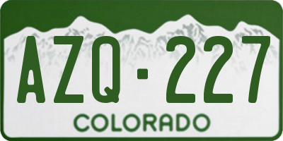 CO license plate AZQ227