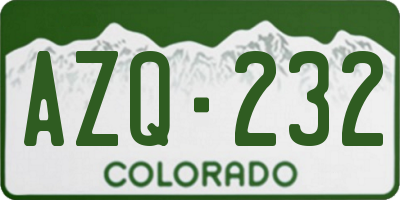 CO license plate AZQ232