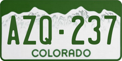 CO license plate AZQ237