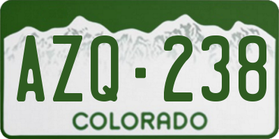 CO license plate AZQ238