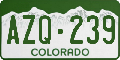 CO license plate AZQ239