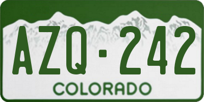 CO license plate AZQ242