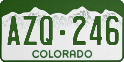 CO license plate AZQ246