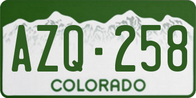 CO license plate AZQ258