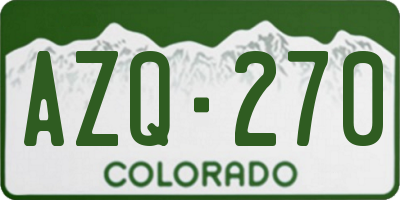 CO license plate AZQ270