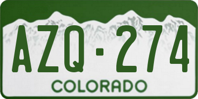 CO license plate AZQ274