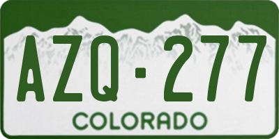 CO license plate AZQ277