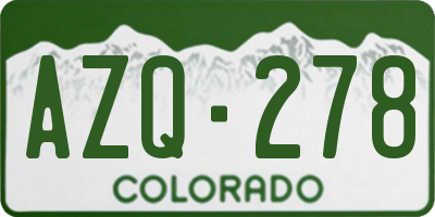 CO license plate AZQ278