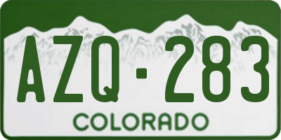 CO license plate AZQ283