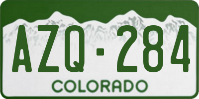 CO license plate AZQ284