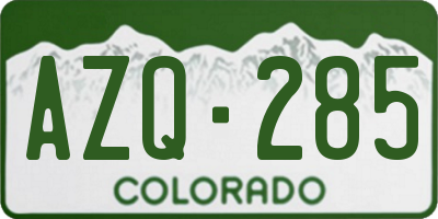 CO license plate AZQ285