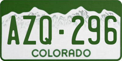 CO license plate AZQ296